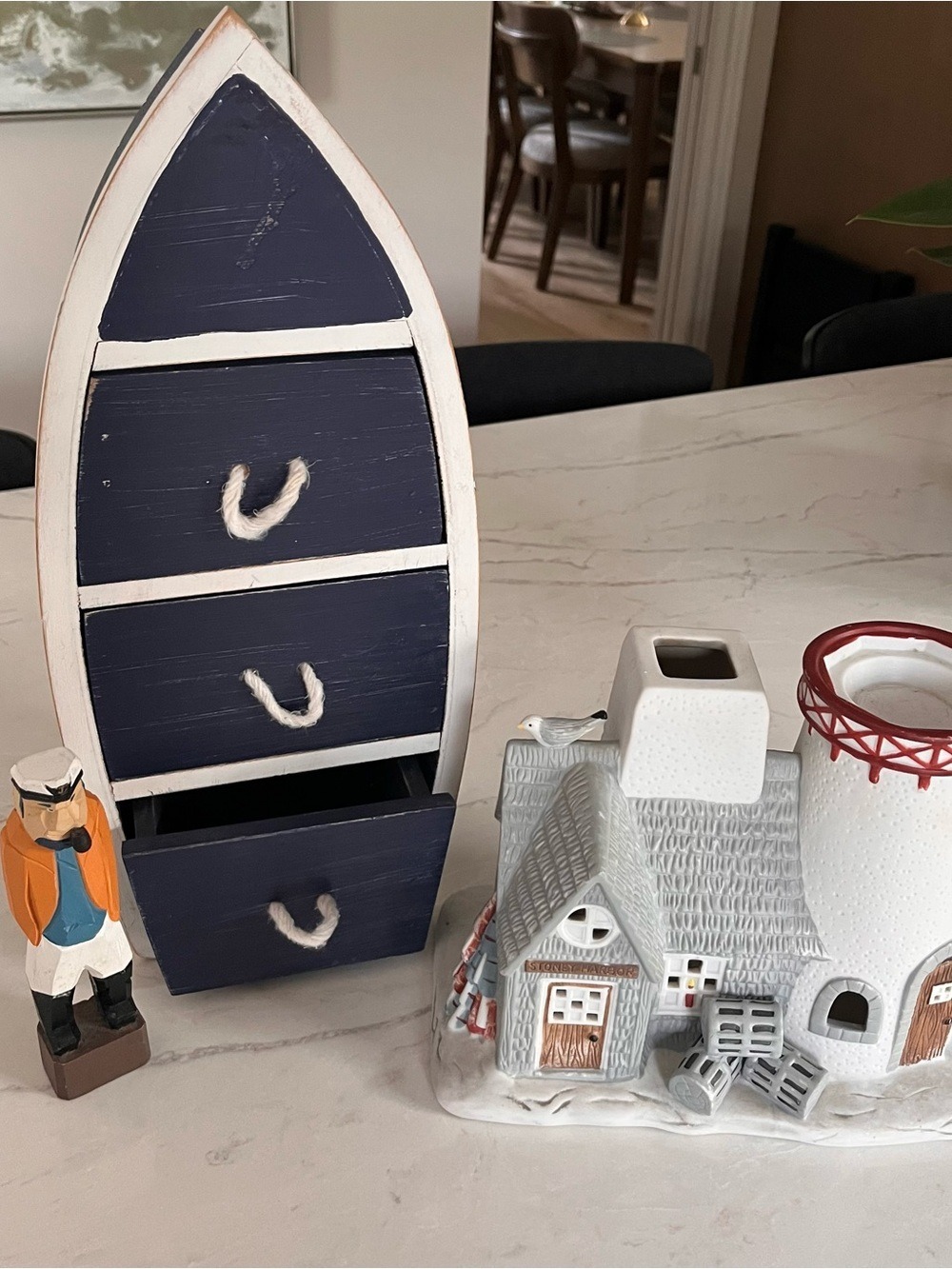 East coast inspired theme -Navy Blue Boat, wooden fisherman and lobster shack